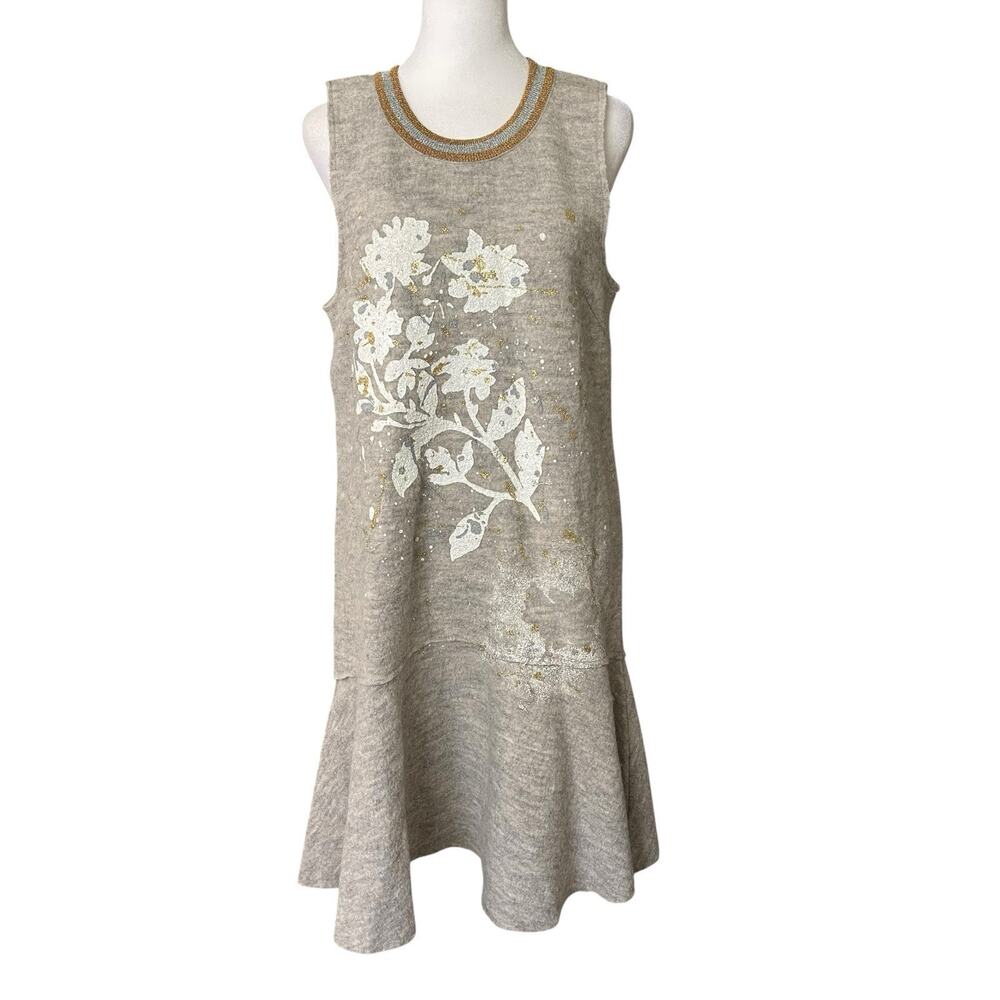 Knitted & Knotted MP Medium Petite Afterlight Wool Dress Drop Waist Gray